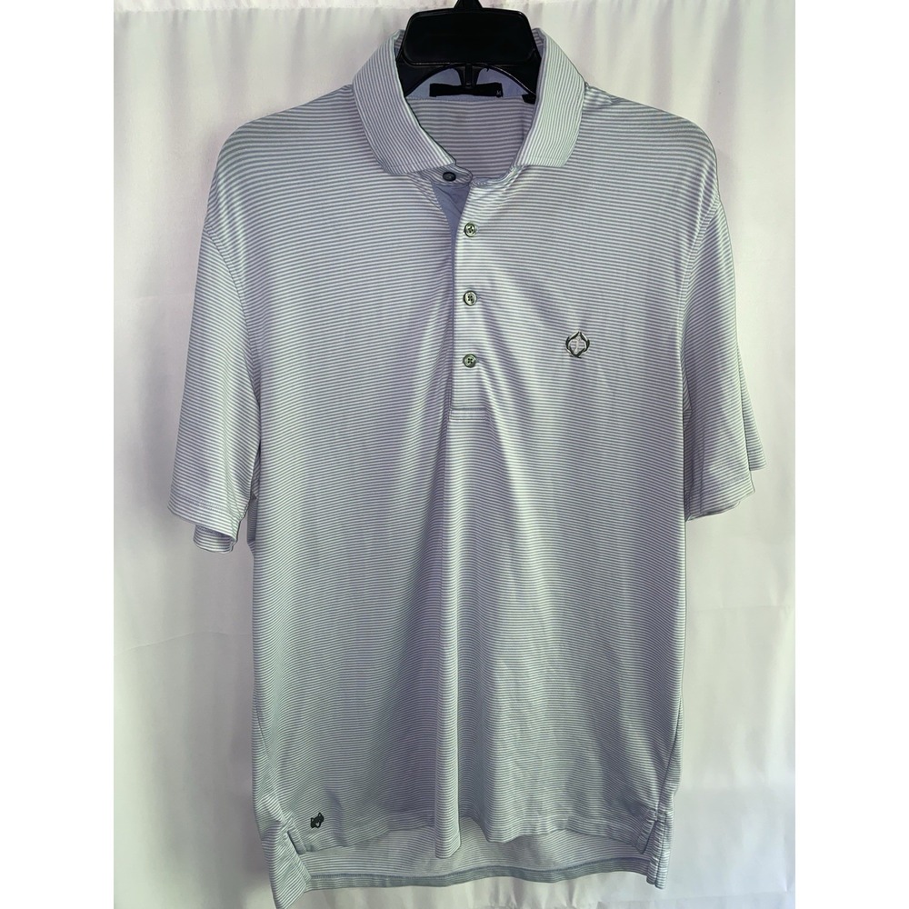 Greyson Golf Blue White Stripe Polo Shirt M The Memorial Tournament Muirfield